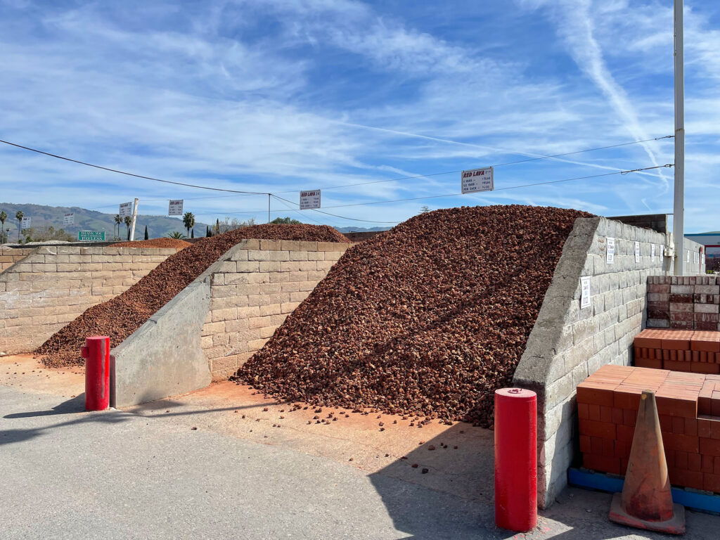 Red lava rocks bulk building materials