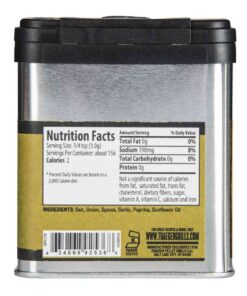 Traeger Fin and Feather Rub nutrition facts